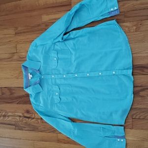 St. John's bay womens button down shirt, size XL, teal blue. Lightweight